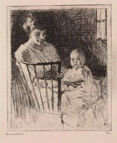 Mother And Child Oil Painting by Frank Weston Benson