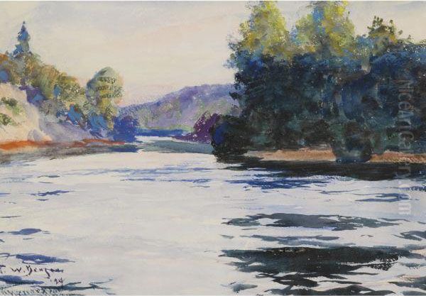 River Landscape Oil Painting by Frank Weston Benson