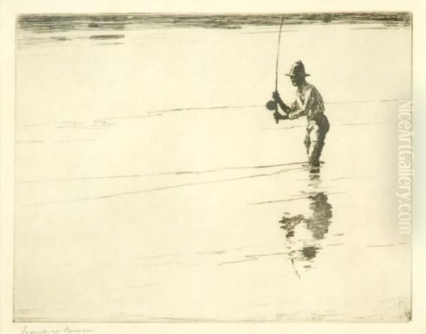 Casting For Salmon Oil Painting by Frank Weston Benson