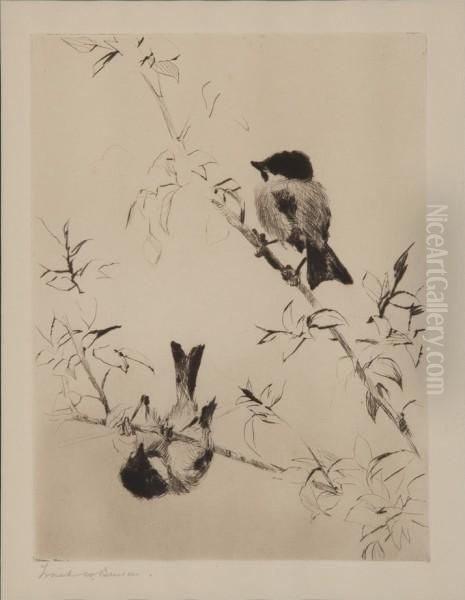 Chickadees Oil Painting by Frank Weston Benson