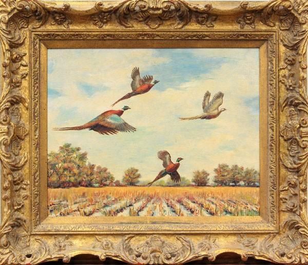 Pheasants In Flight Oil Painting by Frank Weston Benson