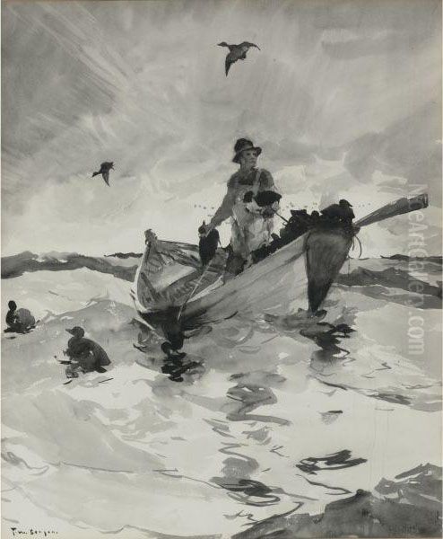 Duck Hunt In A Boat Oil Painting by Frank Weston Benson