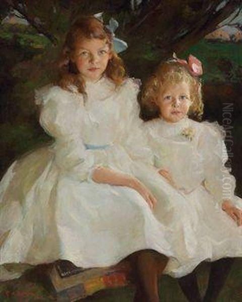 Two Little Girls Oil Painting by Frank Weston Benson