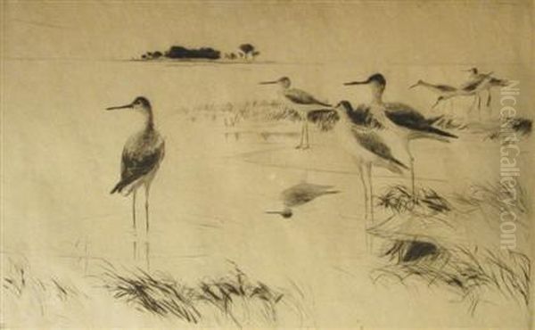 Winter Yellowlegs Oil Painting by Frank Weston Benson