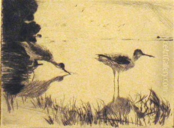 A Pair Of Yellowlegs Oil Painting by Frank Weston Benson