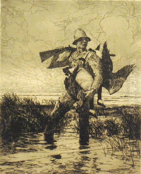 Marsh Gunner Oil Painting by Frank Weston Benson