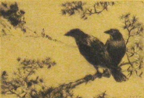 Two Crows Oil Painting by Frank Weston Benson