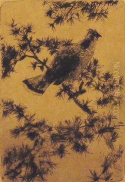 Grouse On A Pine Bough Oil Painting by Frank Weston Benson