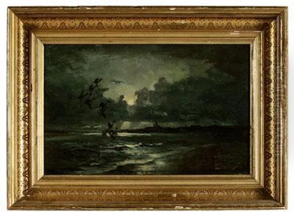 Alighting In The Moonlight Oil Painting by Frank Weston Benson