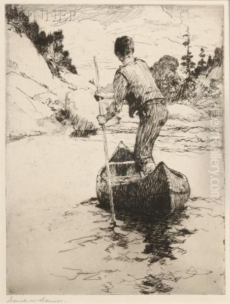 Canoeman Oil Painting by Frank Weston Benson