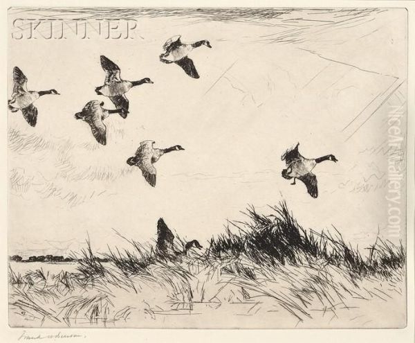 Geese Over A Marsh Oil Painting by Frank Weston Benson