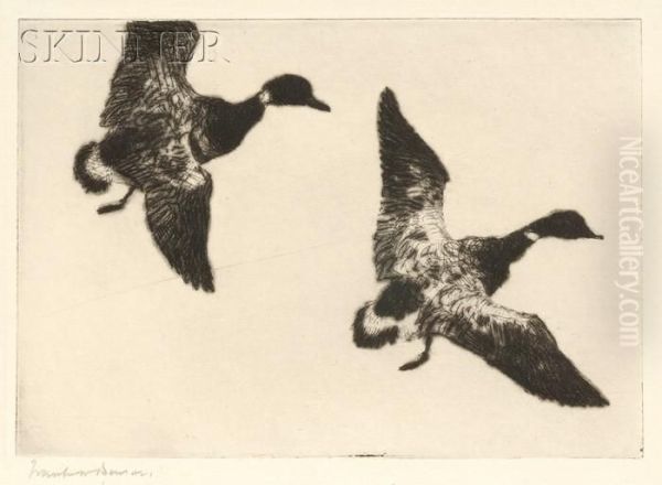 Flying Brant Oil Painting by Frank Weston Benson