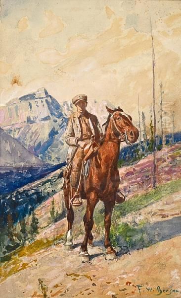 Yound Man On A Roan Horse In The Mountains Oil Painting by Frank Weston Benson