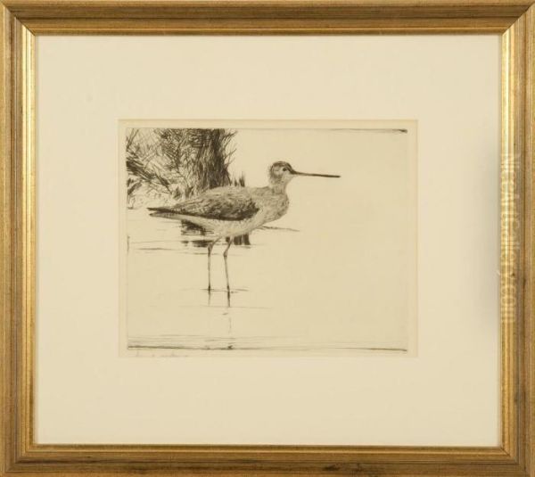 A Lone Yellowlegs Oil Painting by Frank Weston Benson