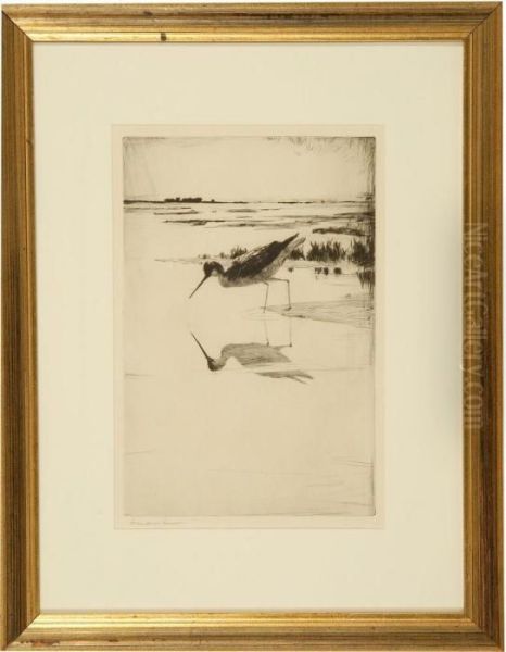 A Lone Yellowlegs Oil Painting by Frank Weston Benson