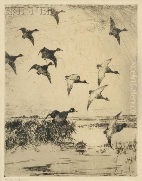 Flying Ducks Oil Painting by Frank Weston Benson