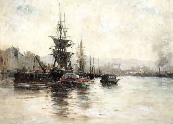 Puerto de Rouen Oil Painting by Carlos de Haes