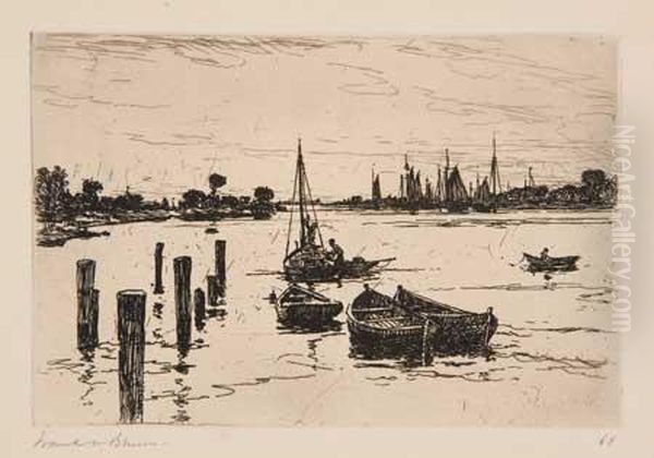 Harbor Oil Painting by Frank Weston Benson