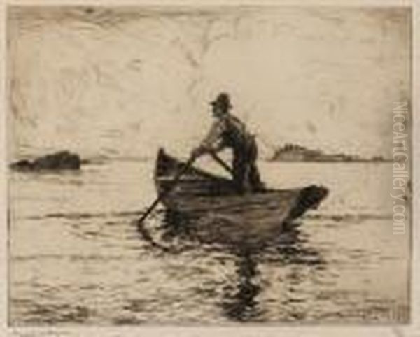 The Lobsterman Oil Painting by Frank Weston Benson