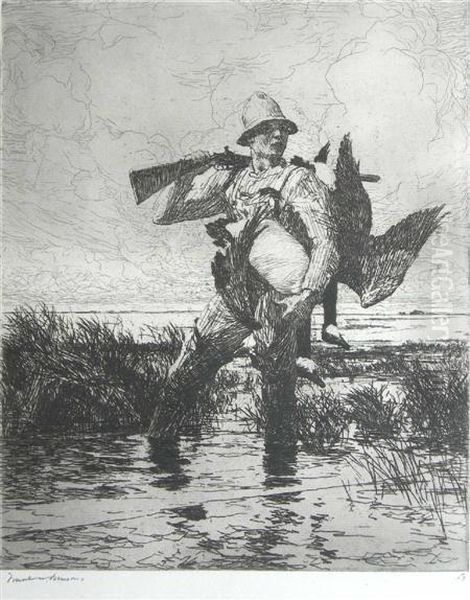 Marsh Gunner Oil Painting by Frank Weston Benson