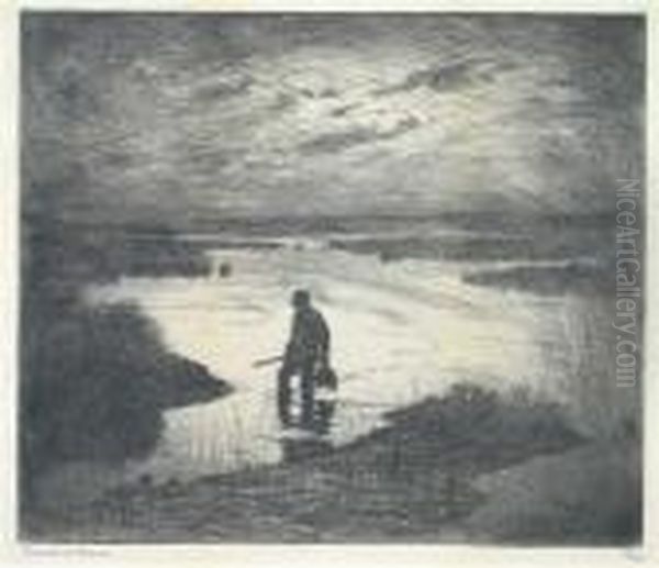 Marsh Gunner At Dusk Oil Painting by Frank Weston Benson