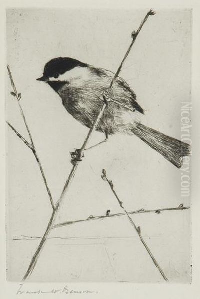 Chickadee Oil Painting by Frank Weston Benson