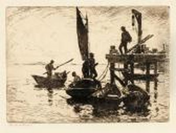 Boats At Dawn Oil Painting by Frank Weston Benson