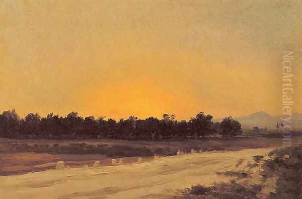 Puesta de sol Oil Painting by Carlos de Haes