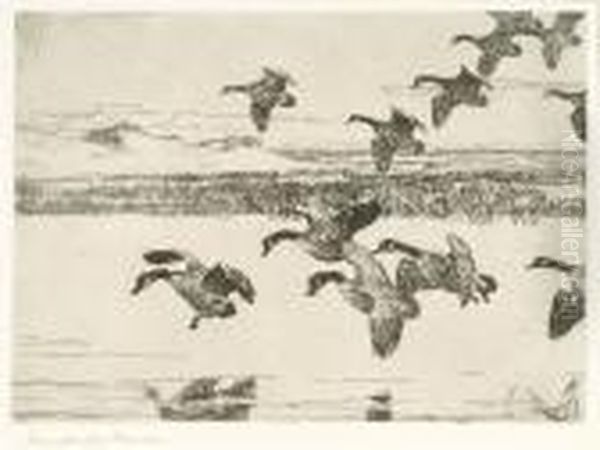 Tired Geese Oil Painting by Frank Weston Benson