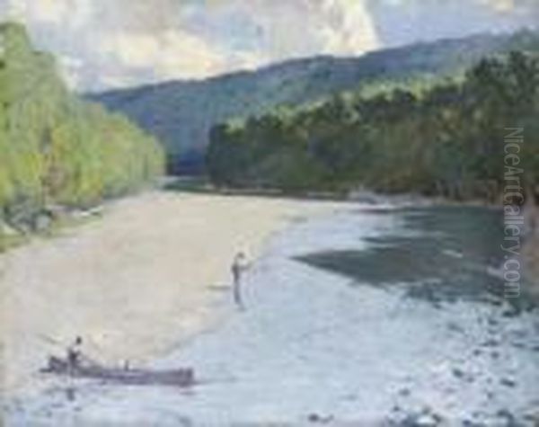 Lower Camp Pool Oil Painting by Frank Weston Benson