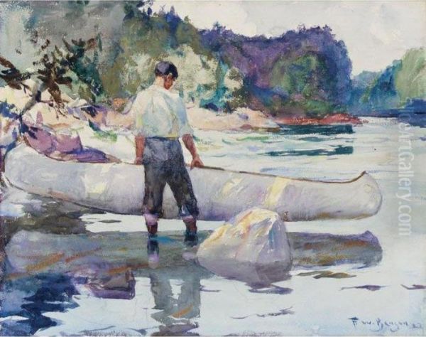 The White Canoe Oil Painting by Frank Weston Benson