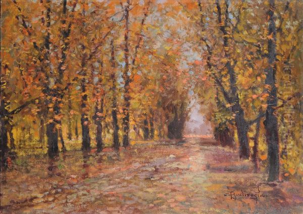 Viale Alberato Oil Painting by Cesare Bentivoglio