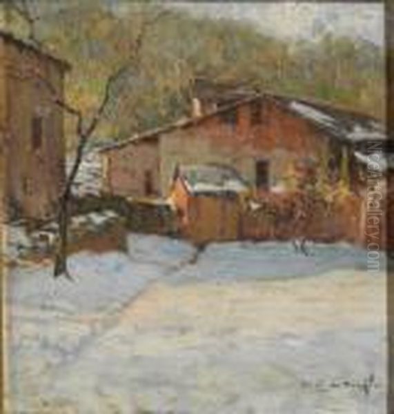 Paesaggio Innevato Oil Painting by Cesare Bentivoglio