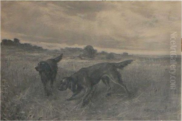 Setter Nella Campagna Oil Painting by Cesare Bentivoglio