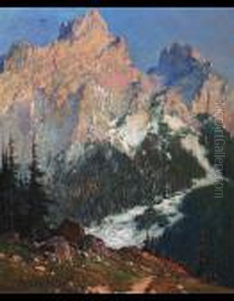 Paesaggio Dolomitico Oil Painting by Cesare Bentivoglio