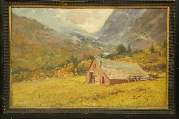 Valsugana (roncegno) Oil Painting by Cesare Bentivoglio