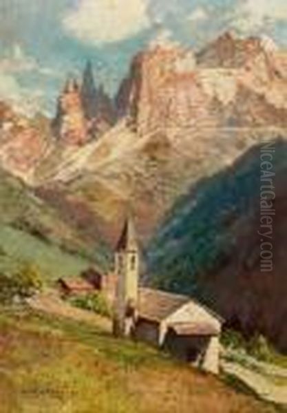 Catinaccio - Bolzano Oil Painting by Cesare Bentivoglio