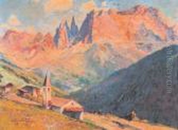 Chiesetta Sulle Dolomiti Oil Painting by Cesare Bentivoglio