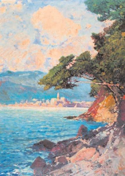 Marina Di Recco Vista Dalla Costa Oil Painting by Cesare Bentivoglio