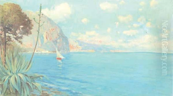 Marina Costiera Ligure Oil Painting by Cesare Bentivoglio