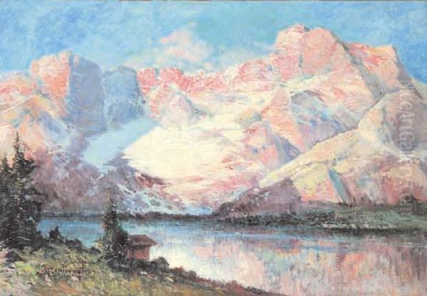 Paesaggio Dolomitico Oil Painting by Cesare Bentivoglio