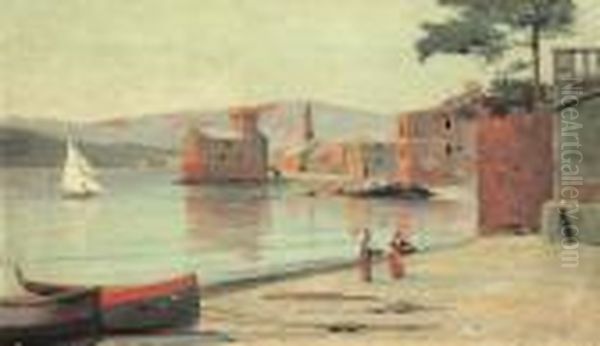 Veduta Di Rapallo Oil Painting by Cesare Bentivoglio