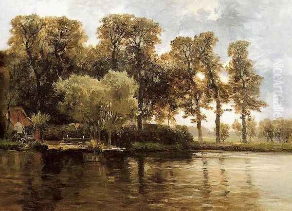 Canal Oil Painting by Carlos de Haes