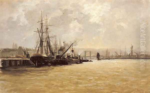 Puerto de Rouen 2 Oil Painting by Carlos de Haes