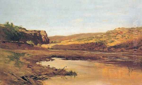 Charca de los alrededores Jaraba de Aragón Oil Painting by Carlos de Haes