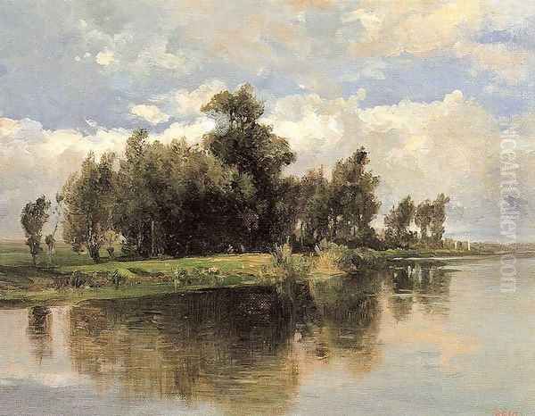 Un canal Oil Painting by Carlos de Haes