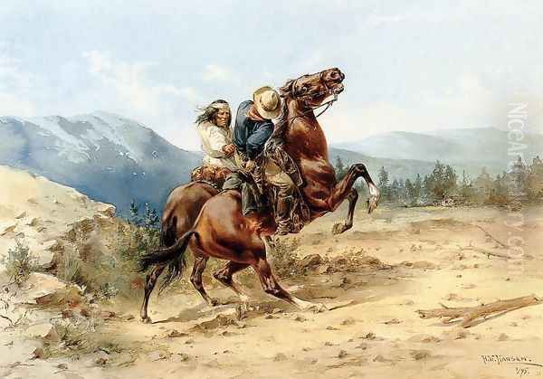 The Attack Oil Painting by Herman Wendleborg Hansen