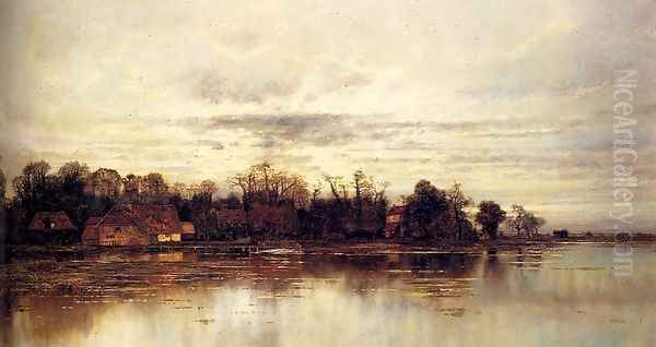 An Autumn Evening On The Thames Oil Painting by Karl Heffner