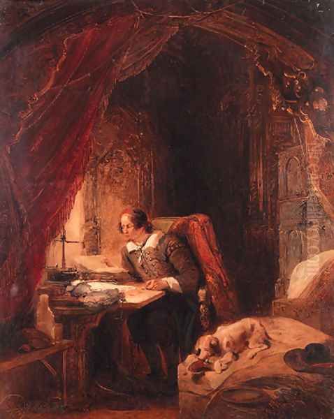 Hugo de Groot in his study, Slot Loevensteijn Oil Painting by Georg-Gillis Haanen