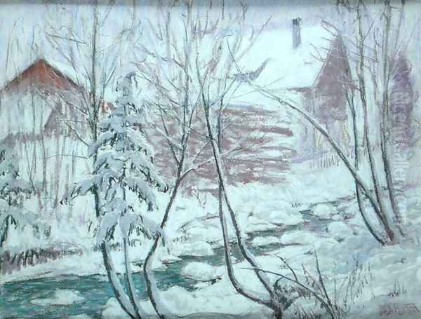 Chalets in the Snow Oil Painting by William Samuel Horton